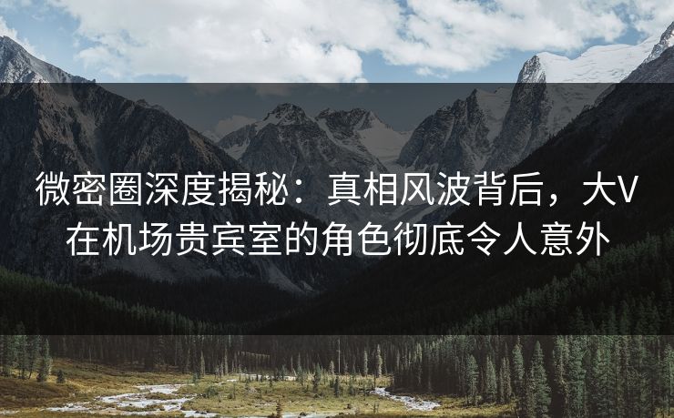 微密圈深度揭秘：真相风波背后，大V在机场贵宾室的角色彻底令人意外