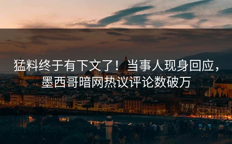 猛料终于有下文了！当事人现身回应，墨西哥暗网热议评论数破万