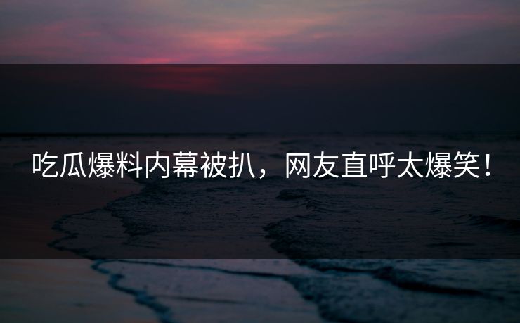吃瓜爆料内幕被扒，网友直呼太爆笑！