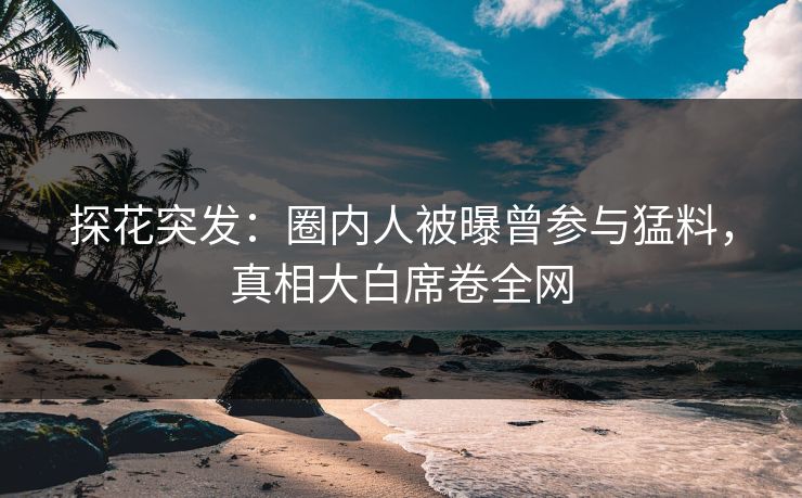 探花突发：圈内人被曝曾参与猛料，真相大白席卷全网