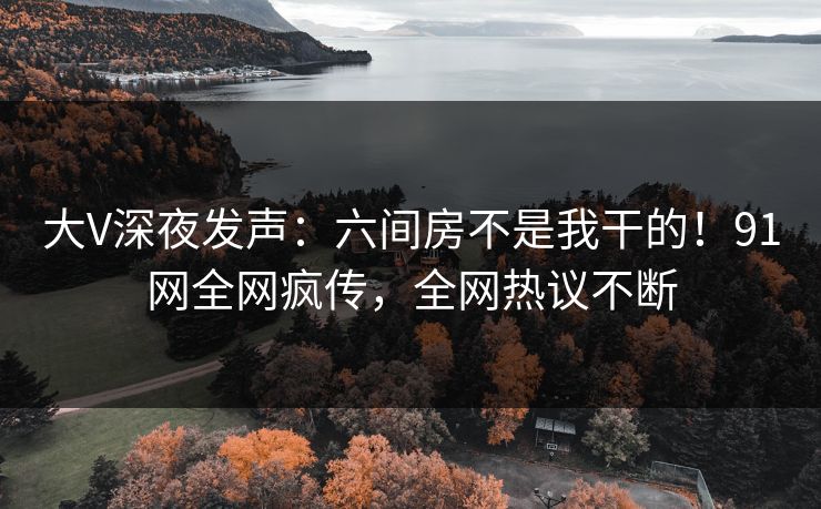 大V深夜发声：六间房不是我干的！91网全网疯传，全网热议不断